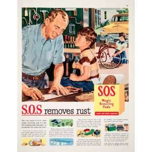 1952 Ad SOS Scouring Pads Rust Removal Pans Tools Bikes Clothesline 