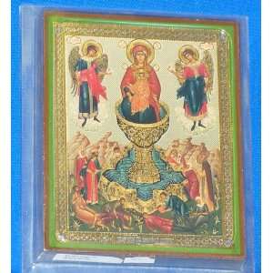  Virgin the Living Spring   wood icon plaque   6 1/4 x 5 