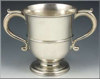 Large Heavy 18th Century English Sterling Silver Two Handled Cup 