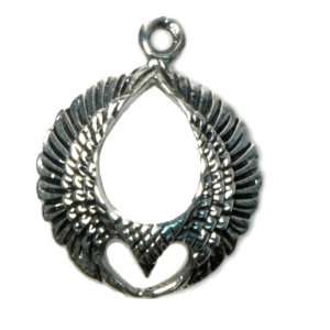  Angel Wing Circle Charm Sterling Silver Arts, Crafts 