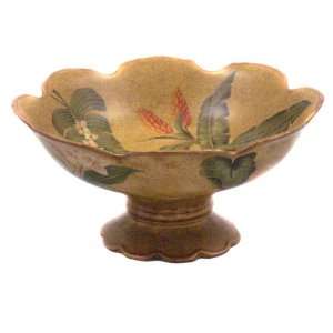  Tropical Leaves Hand Painted Deluxe Tabletop Bowl: Kitchen 