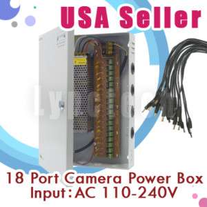 18 Port Power Supply Box Auto Reset CCTV Camera pigtail  