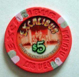 EXCALIBUR CASINO $5 CHIP LAS VEGAS POKER GAMBLING  