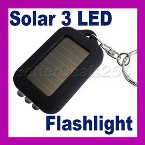 Keychain Portable Solar 3 LED Flashlight Powered Torch  
