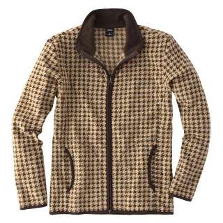 Vancl Houndstooth Pattern Polar Fleece Jacket(Mens) Brown #154020 