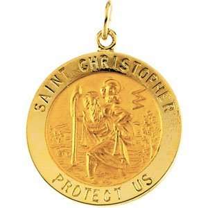   14K Yellow Gold 20.00 mm St. Christopher Medal: CleverEve: Jewelry