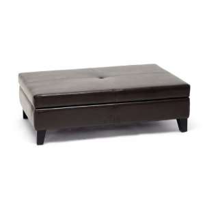   DarkBrown Full Leather Ottoman by Wholesale Interiors