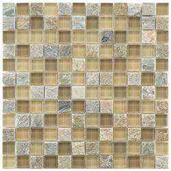   Reflections Square Suffolk Stone and Glass Mosaic Tiles (Pack of 10
