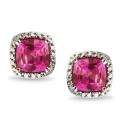 Miadora Sterling Silver Created Pink Sapphire Earrings