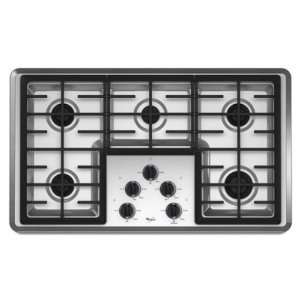 Whirlpool W5CG3625XS 36 Gas Cooktop 5 Sealed Burners, Stainless Steel