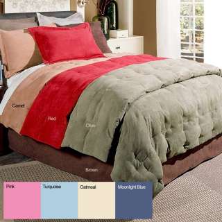 Microsuede 3 piece Down Blend Comforter and Sham Set  
