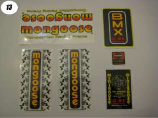 Mongoose decals Supergoose Team BMX vintage old school  