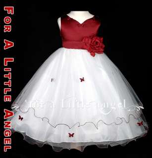 Burgundy Flower Girl Pageant Holiday Dress a 2 4 6 8  