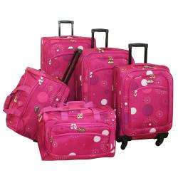 American Flyer Pink Fireworks 5 piece Spinner Luggage Set   