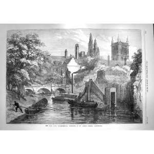   1869 Cam River Dredging JohnS Bridge Cambridge Horses