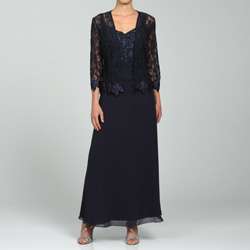 Karen Miller Womens Lace Jacket 2 piece Long Dress  