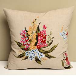   Orchid Embroidered Cotton Cushion Cover (India)  