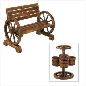  Wagon Wheel Bench & Planter: Patio, Lawn & Garden