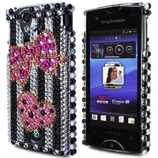   Ericsson Xperia Ray Bow Tie Crystal Bling Hard Shell Case Cover  
