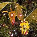 Set of 2 Cedar Wood Deer and Tiger Dance Masks Ornaments (Guatemala 