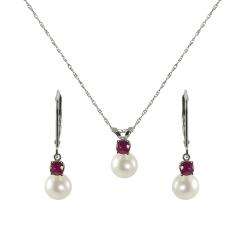   For You FW Pearl and Ruby July Birthstone Jewelry Set  