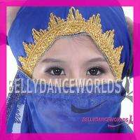   DANCING COSTUME HEAD SCARF FACE VEIL GOLD EMBROIDERY BOLLYWOOD PROPS