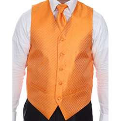 Ferrecci Mens Four piece Orange Vest Set  
