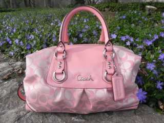 COACH Ashley Signature Satchel Peony CORAL PINK Tote Purse 15443 NWT 