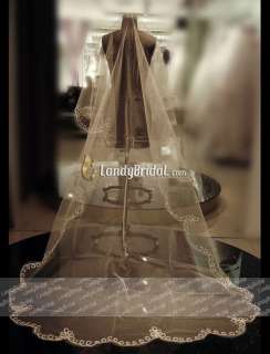 1T WHITE/IVORY CATHEDRAL LACE MANTILLA WEDDING VEIL  