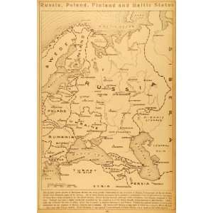  1922 Rotogravure Russia Poland Map Ukraine USSR Finland 