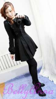 Warm Winter Double Breasted High Waist Ruffle Cashmere Long Coat 