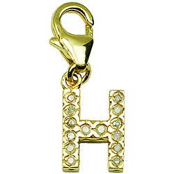 14k Gold 1/10ct TDW Diamond Letter H Charm  