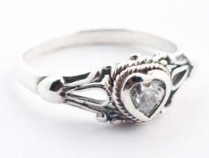 Sterling Silver Childs Heart Gemstone Ring   J129 4  