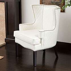 Roma White Quilted Bonded Leather Arm Chair  