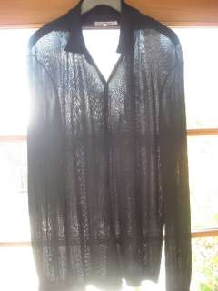 Emporio Armani black sheer button front fitted shirt size XL  