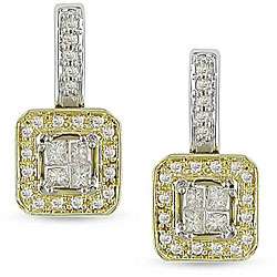 10k Two tone Gold 3/8ct TDW Diamond Earrings (H I, I1 I2)  Overstock 