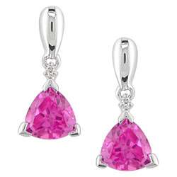 14k White Gold Diamond and Pink Sapphire Earrings  