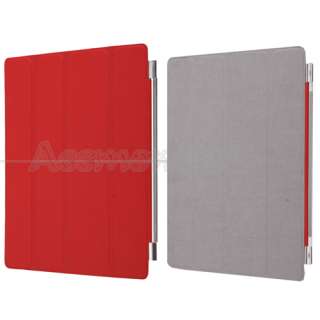 New Red Slim Leather Smart Cover Case For Apple iPad 2  