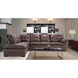 Century Brown Leather Sectional Sofa  Overstock