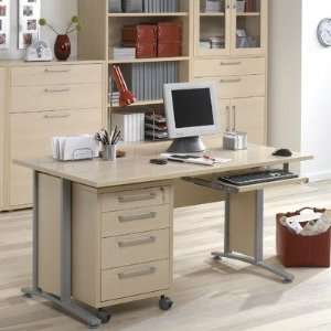   Pierce Office Desk Top with Metal Legs in Light Maple