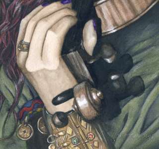 Fantasy Art ORIGINAL PAINTING Gypsy Violin Player Magic  