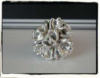 NEW ISRAEL STERLING SILVER 925 MODERN 3D FLORAL COCKTAIL RING 8  