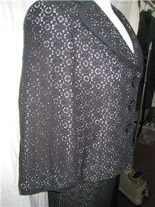 KASPER SKIRT SUIT/NWT/SIZE16/black lace/3/4 sleeve length//cotton 