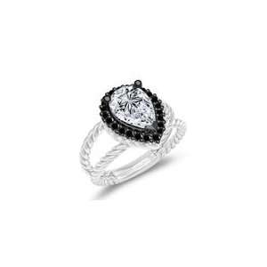   Cts Diamond & 1.80 Cts Cubic Zircon Cluster Ring in 14K White Gold 8.0