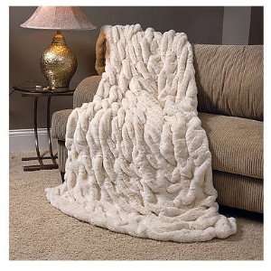 Ivory Ruched Faux Fur Throw:  Home & Kitchen
