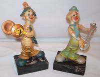Vintage Italy Plastic Clown Figurines ~ Marble Base  