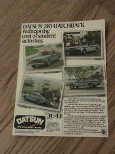 1981 DATSUN 210 ADVERTISEMENT HATCHBACK BLUE CAR AD HER  