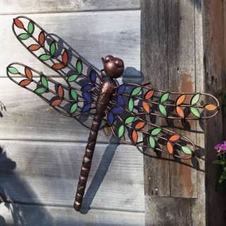 Garden Art STAINED GLASS DRAGONFLY By Ancient Graffiti  
