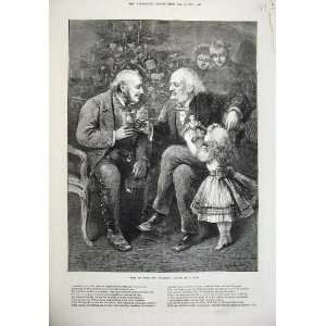   1873 Old Men Drinking Little Girl Doll Christmas Art: Home & Kitchen