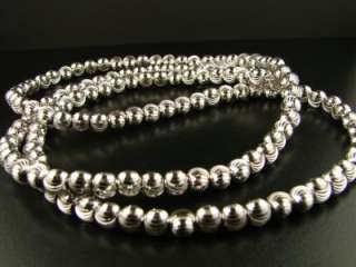 10K 8 MM WHITE GOLD 40 INCH FRANCO BEADED MOON CHAIN  